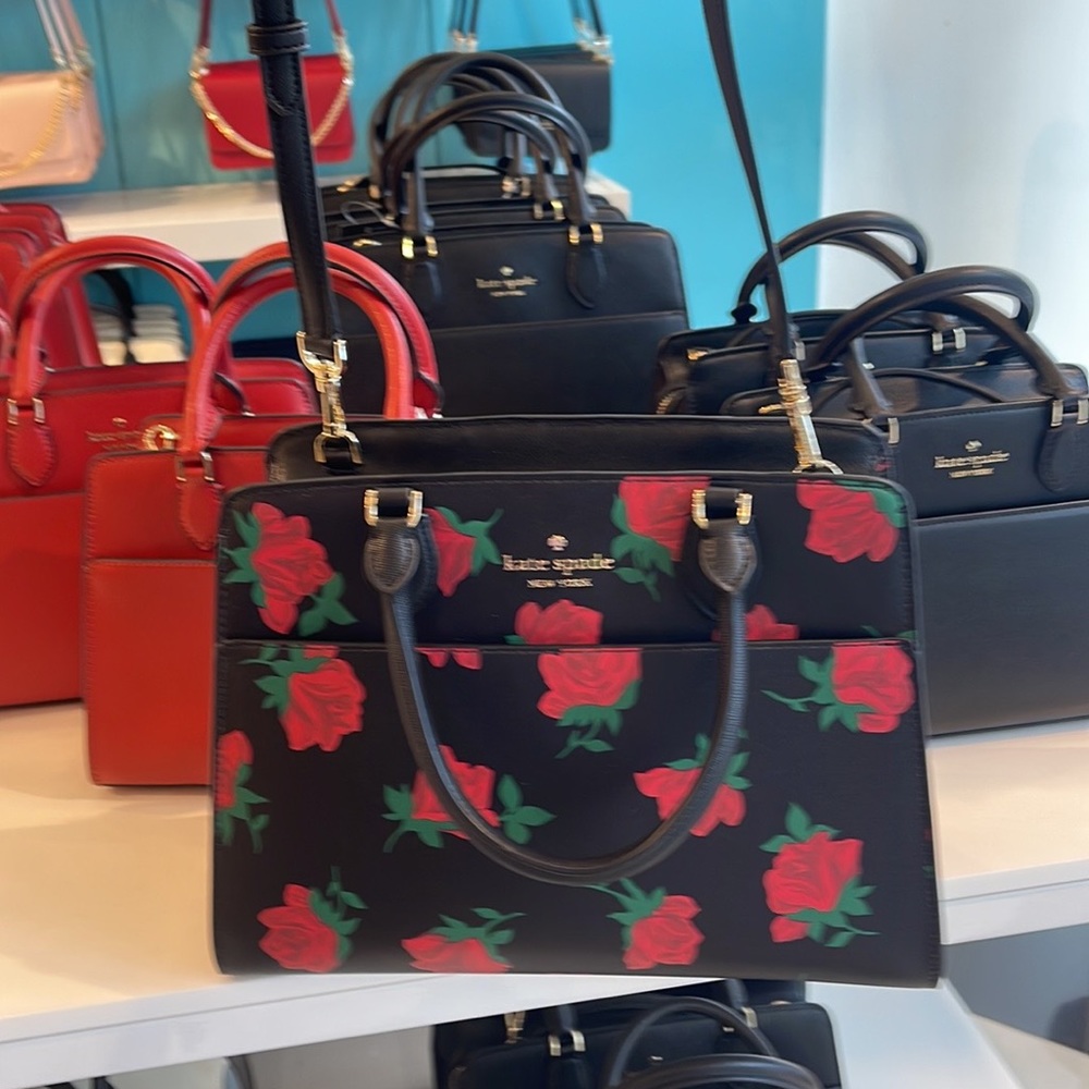 Kate Spade Madison Safiano Leather Medium Rose Toss Print Satchel Handbag
NWT - Picture 11 of 16